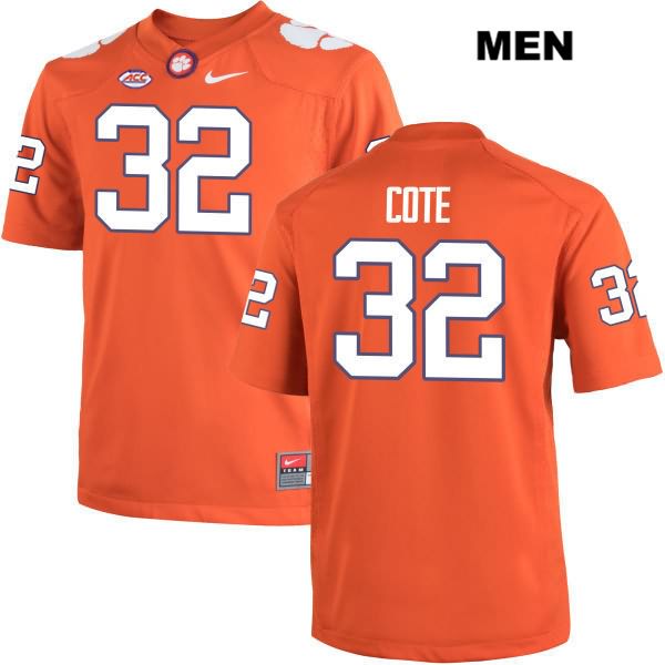 Men's Clemson Tigers #32 Kyle Cote Stitched Orange Authentic Nike NCAA College Football Jersey FJQ0546YS